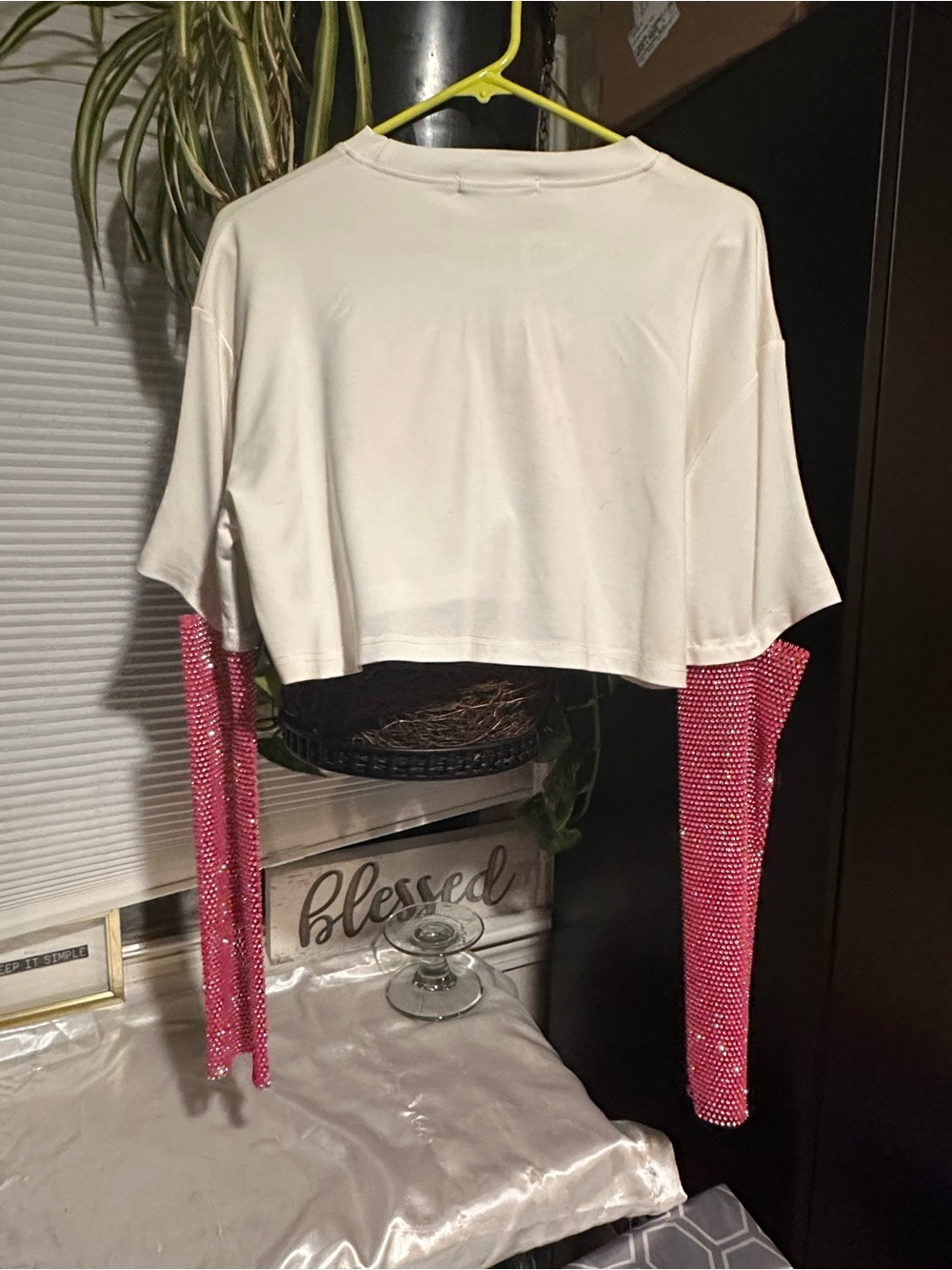 AKIRA Hot & Bothered “EXTRA” Rhinestone Sleeved Crop Top - Picture 4 of 10
